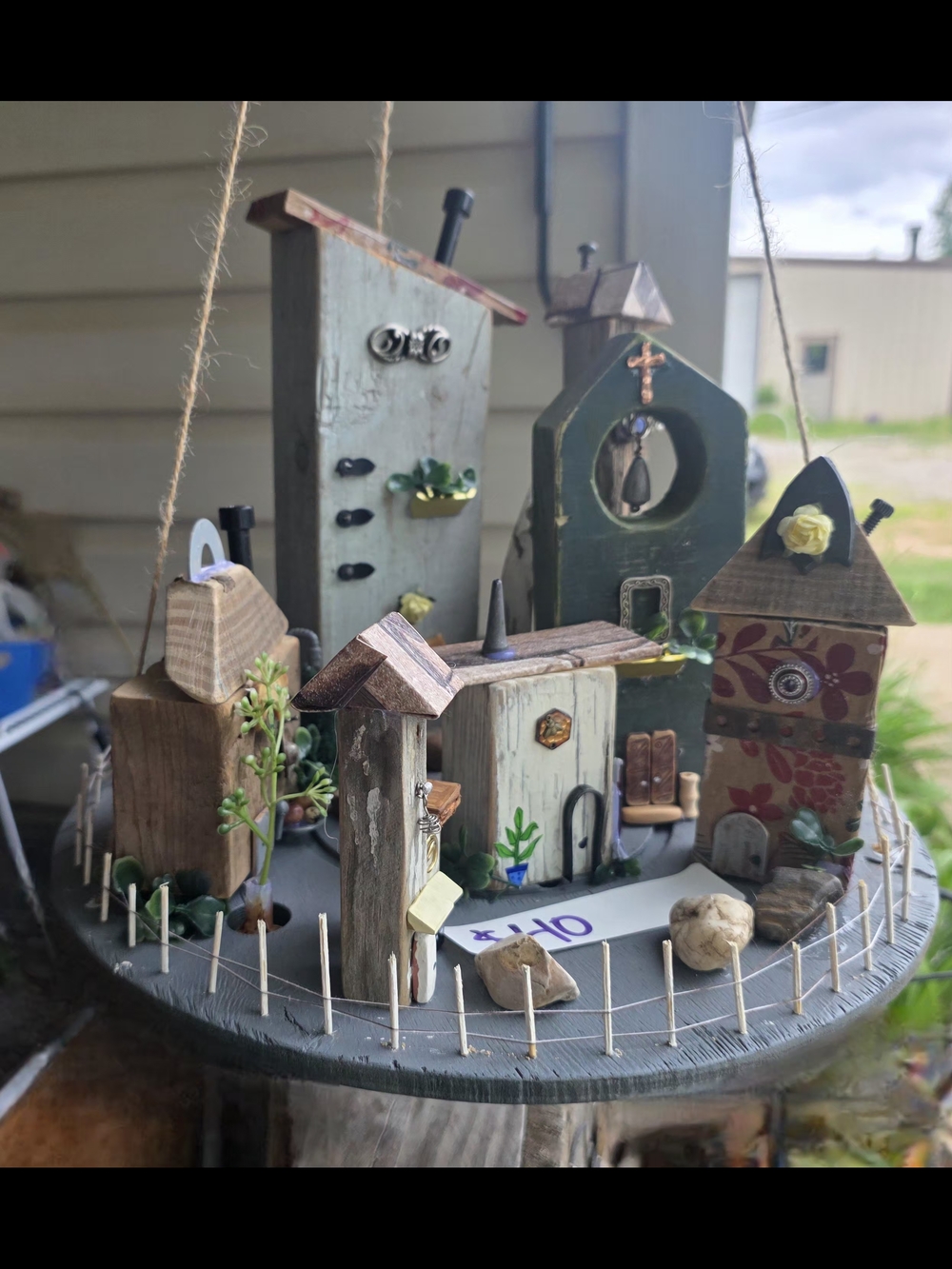 Handmade Hanging Village Decor - Hardwares And Wood